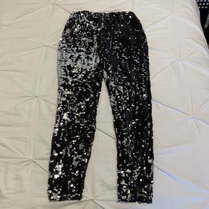 Black and Silver Sequin Pants